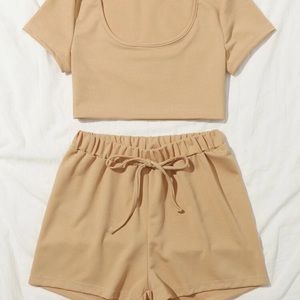 2piece crop top and shorts